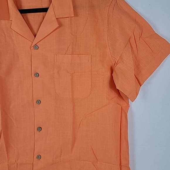 NEW Flex Men's Luxury Collection Designed in Italy Short Sleeve Coral Shirt Sz L - Picture 2 of 7